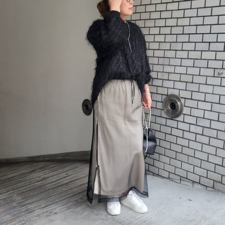 メッシュタイトスカート　黒ブラック×ベージュ
