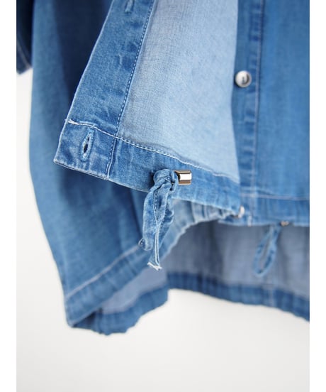 「接触冷感 WASH DENIM」バックデザインオーバーブラウス