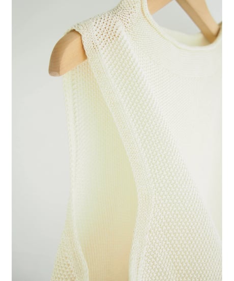 【日本製】「コットン100％鹿の子」モックネックベスト ( Whole Garment Knit )