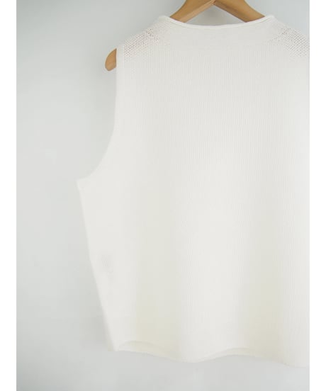 【日本製】「コットン100％鹿の子」モックネックベスト ( Whole Garment Knit )