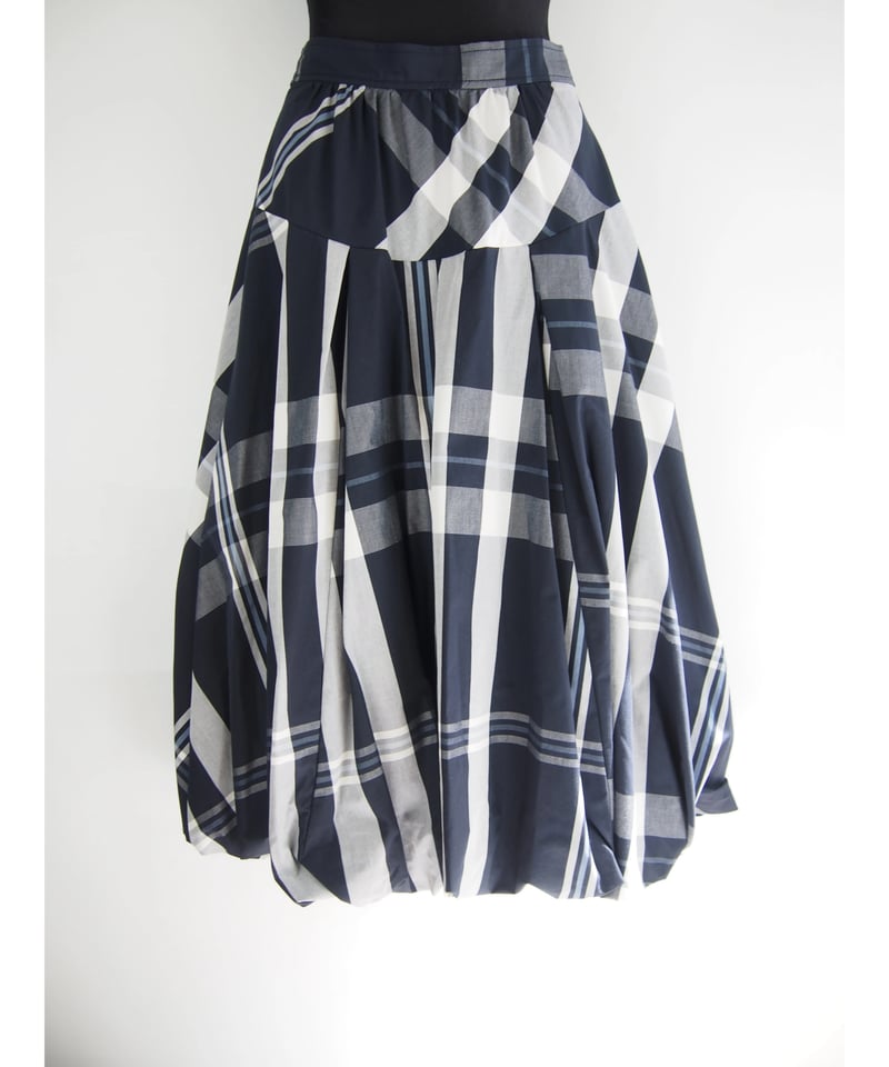 ピクチャーズバルーンスカート青白チェック柄