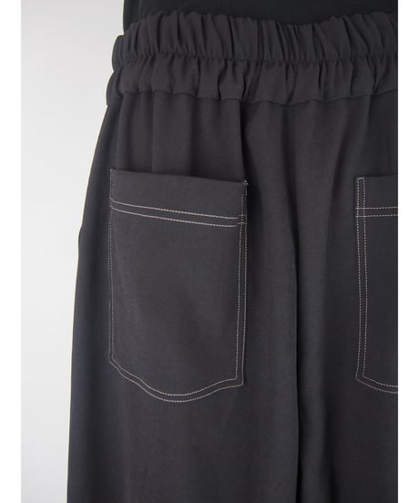 【日本製】「ポリエステルカルゼ＋カラーステッチ」ワイドパンツ