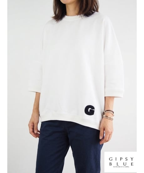 「シルケットコットン」 " G " モチーフ刺繍オーバーティーシャツ