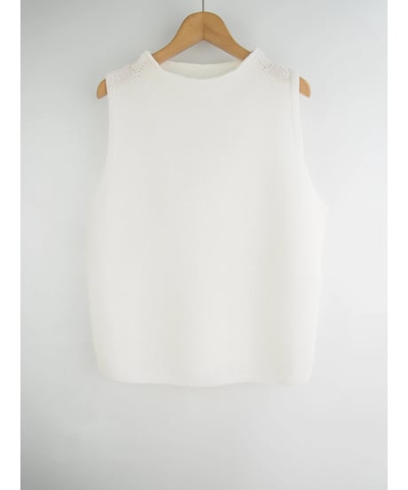 【日本製】「コットン100％鹿の子」モックネックベスト ( Whole Garment Knit )