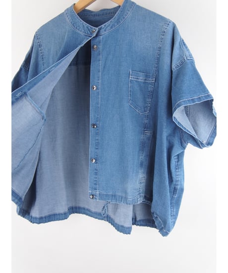 「接触冷感 WASH DENIM」バックデザインオーバーブラウス