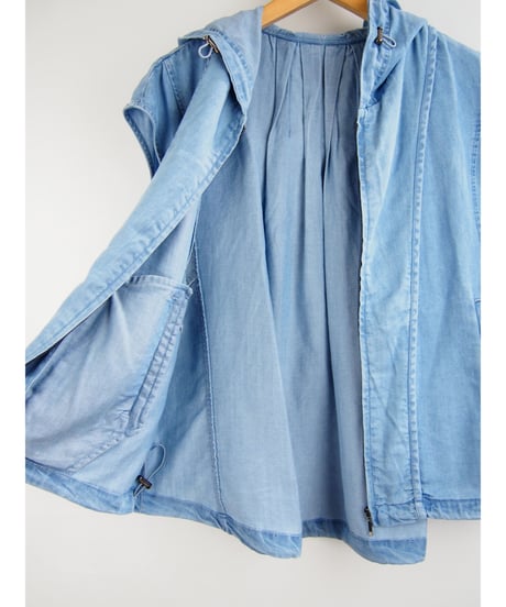 「接触冷感セルロース WASH DENIM」フレンチベストフーディ