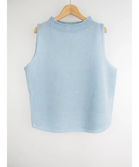 【日本製】「コットン100％鹿の子」モックネックベスト ( Whole Garment Knit )