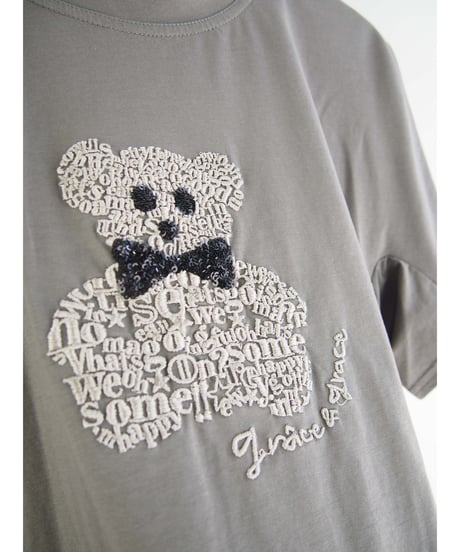 「接触冷感コットンBEAR刺繍＋スパンコール」ティーシャツ