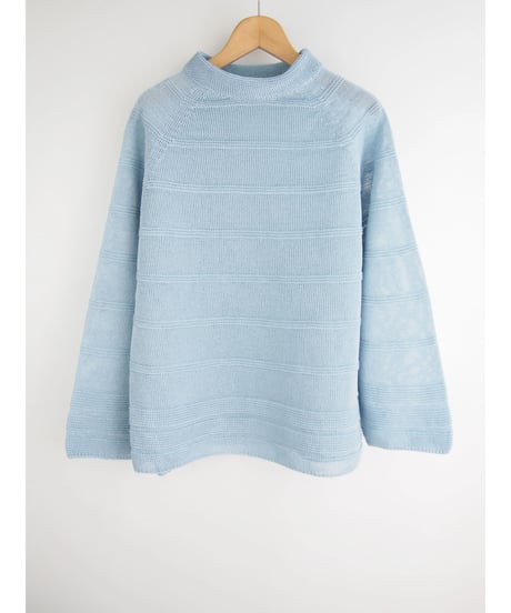 【日本製】「コットン100％天竺ガーター」ボーダープルオーバー ( Whole Garment Knit )