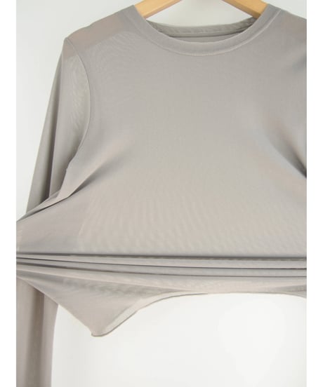 「ナイロンSTチュール」ラウンドネックレイヤースリーブティーシャツ