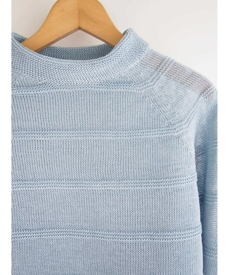 【日本製】「コットン100％天竺ガーター」ボーダープルオーバー ( Whole Garment Knit )