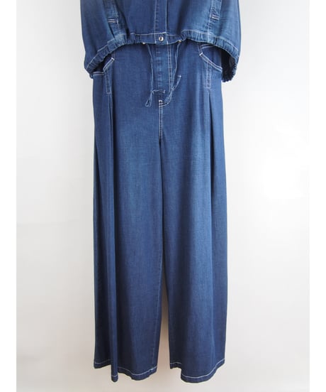 「接触冷感 WASH DENIM」タックワイドパンツ