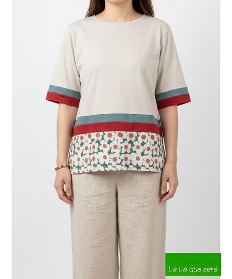 「コットンスムース＋フラワークロス」ワイドティーシャツ