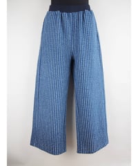 「ピンホールフリンジストライプDENIM」セミワイドパンツ