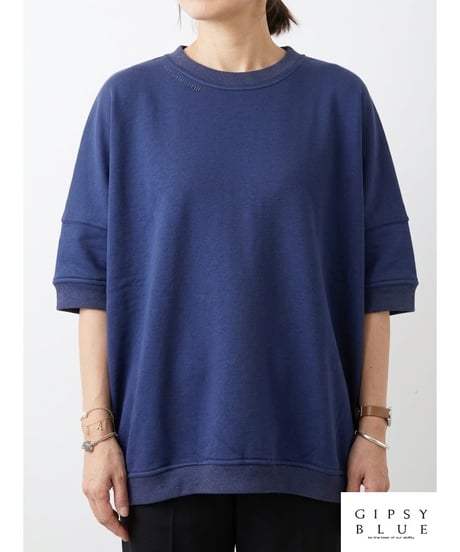 「シルケットコットン"BLUE BLUE BLUE"プリント」オーバーティーシャツ