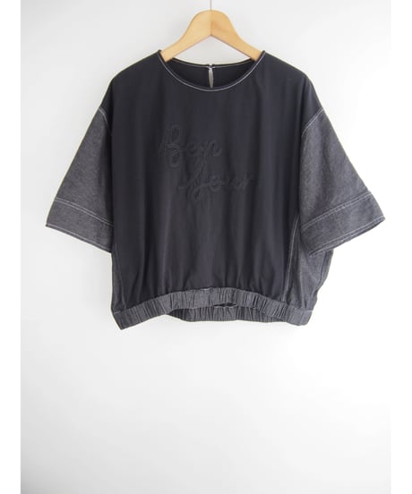 《再入荷》「チェーンステッチ刺繡＋シャンブレーデニム」ワイドプルオーバー