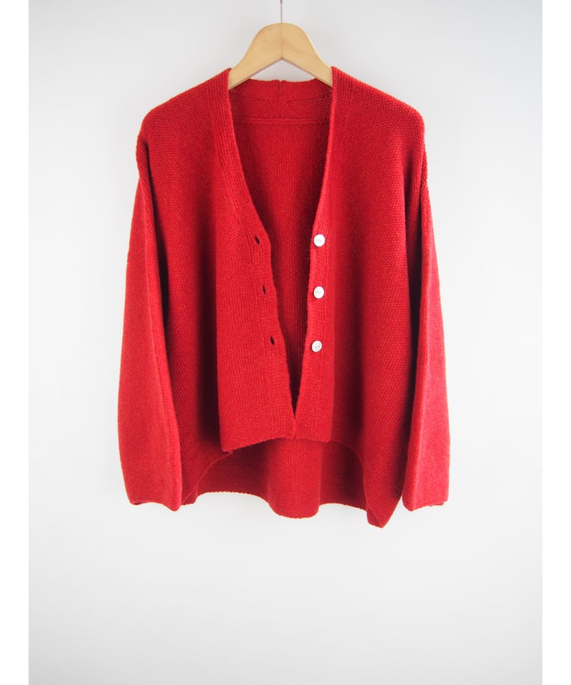 日本製】「ウール100%鹿の子」ブイカーディガン（ Whole garment knit