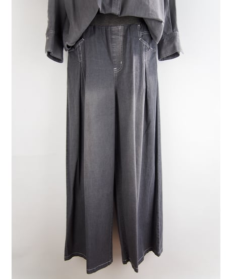 「接触冷感 WASH DENIM」タックワイドパンツ