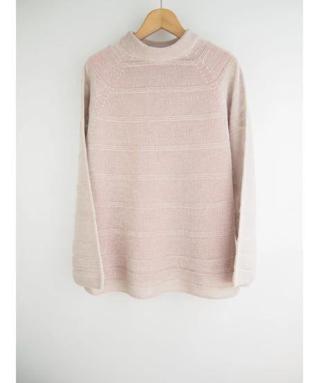 【日本製】「コットン100％天竺ガーター」ボーダープルオーバー ( Whole Garment Knit )