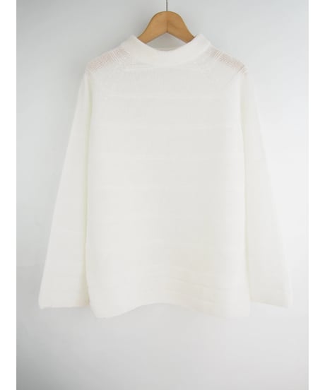 【日本製】「コットン100％天竺ガーター」ボーダープルオーバー ( Whole Garment Knit )