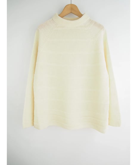 【日本製】「コットン100％天竺ガーター」ボーダープルオーバー ( Whole Garment Knit )