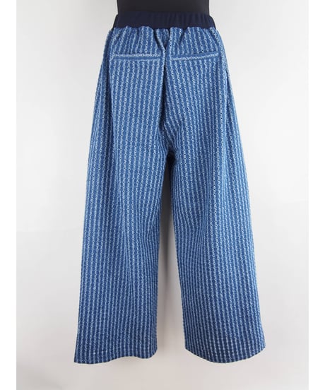 「ピンホールフリンジストライプDENIM」セミワイドパンツ