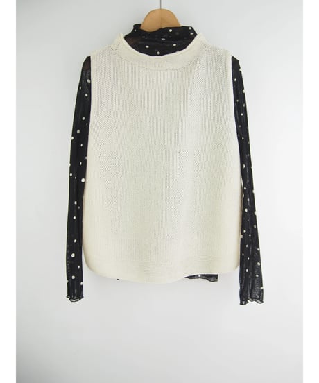 【日本製】「コットン100％鹿の子」モックネックベスト ( Whole Garment Knit )