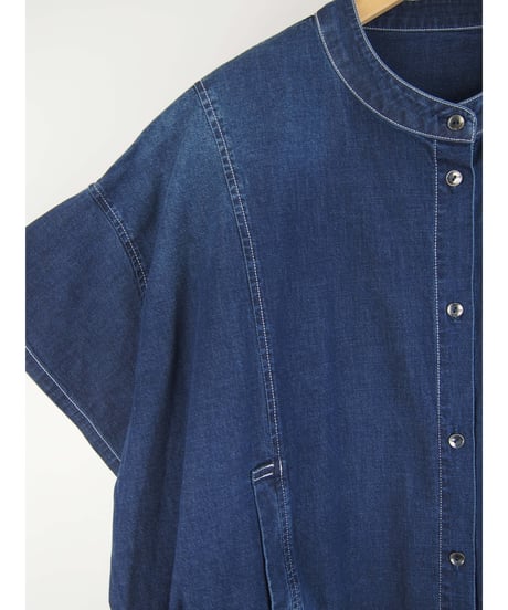 「接触冷感 WASH DENIM」バックデザインオーバーブラウス