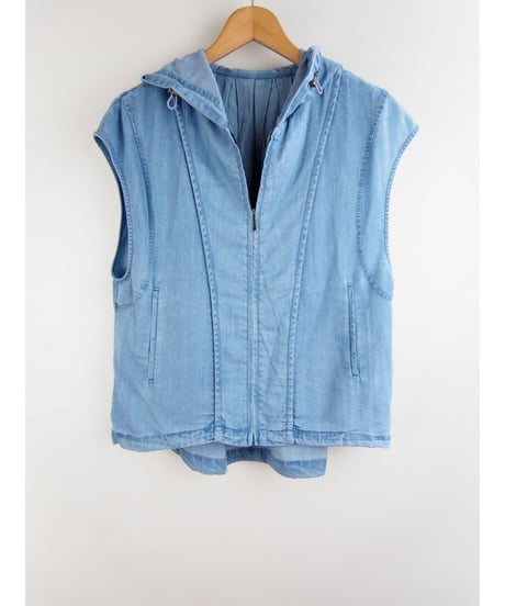 「接触冷感セルロース WASH DENIM」フレンチベストフーディ