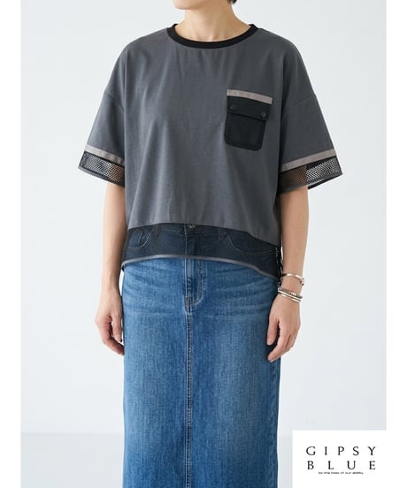 《再入荷》「接触冷感コットン＋メッシュ切替」フラップポケットティーシャツ