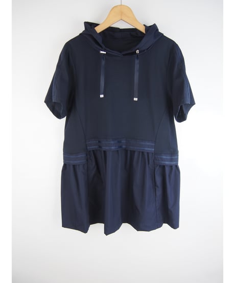 「接触冷感シルケット無地＋グログラン」チュニックフーディ