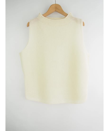 【日本製】「コットン100％鹿の子」モックネックベスト ( Whole Garment Knit )