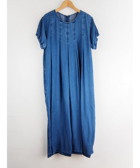 「接触冷感セルロース WASH DENIM」タックフレアーワンピース