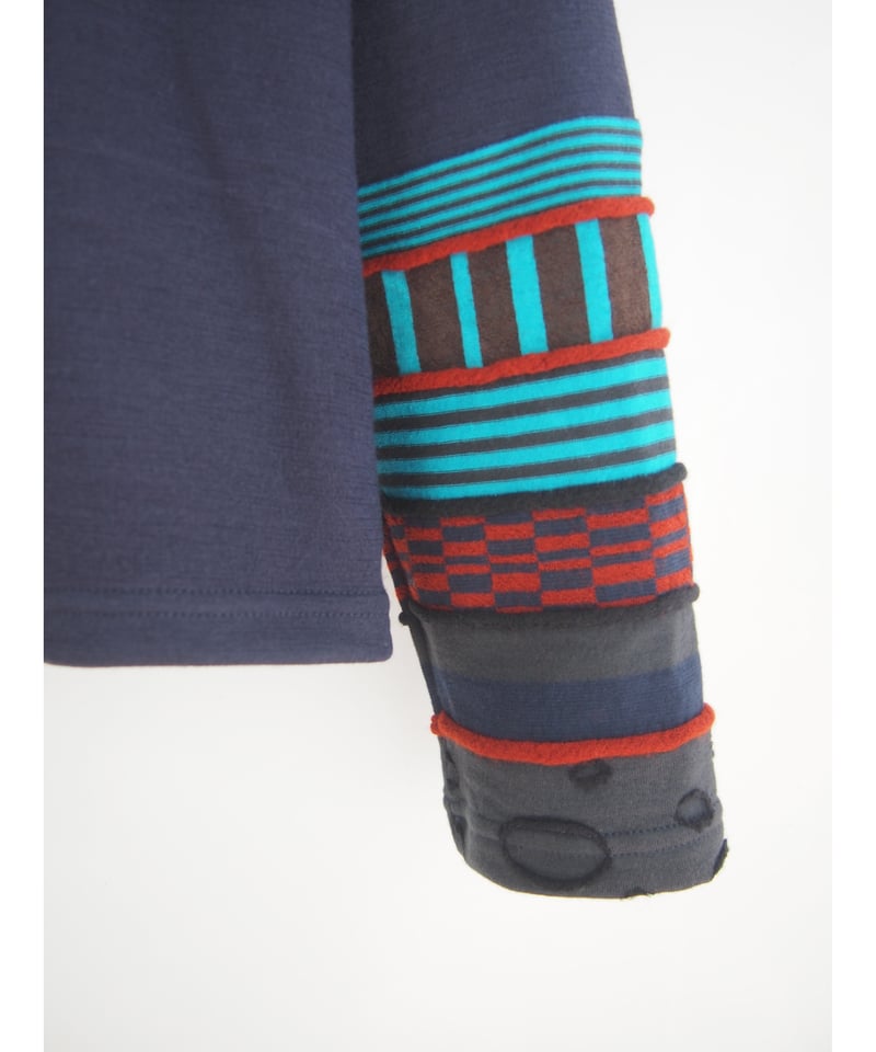 正規品♡トイプードルジャガード上下セット♡ボーダー 日本製】「無地＋ミックスジャガードボーダー」ドッキングプルオーバー