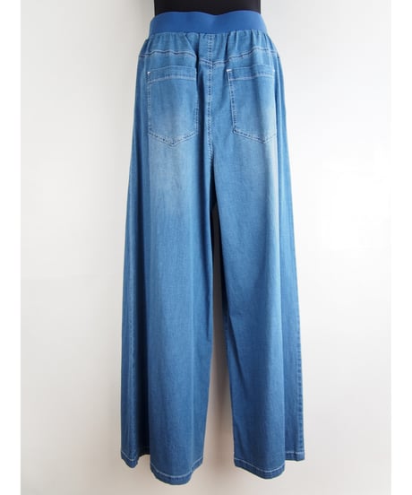 「接触冷感 WASH DENIM」タックワイドパンツ