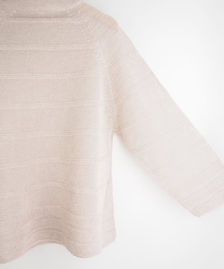 【日本製】「コットン100％天竺ガーター」ボーダープルオーバー ( Whole Garment Knit )
