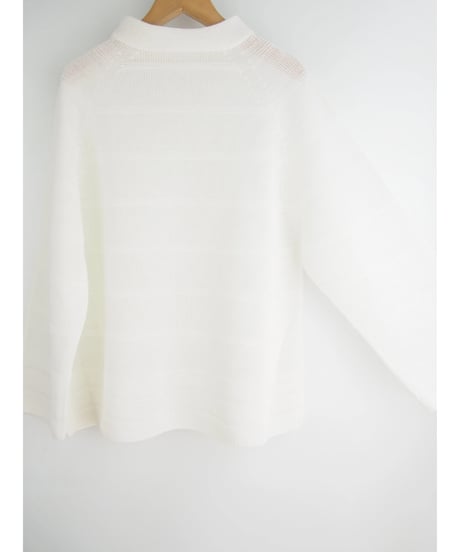 【日本製】「コットン100％天竺ガーター」ボーダープルオーバー ( Whole Garment Knit )