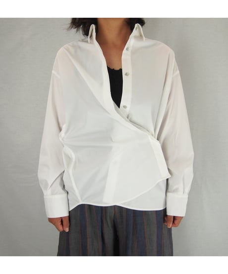 「ストレッチタイプライター」比翼2WAYシャツブラウス