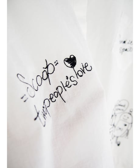 「綿ローン＋ステッチドローイング刺繍」チビ襟オーバーブラウス