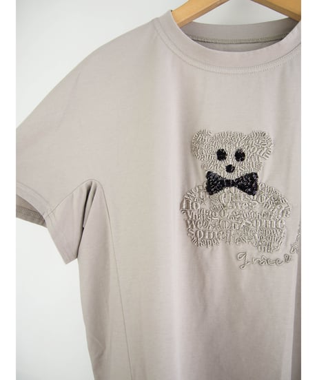 「接触冷感コットンBEAR刺繍＋スパンコール」ティーシャツ