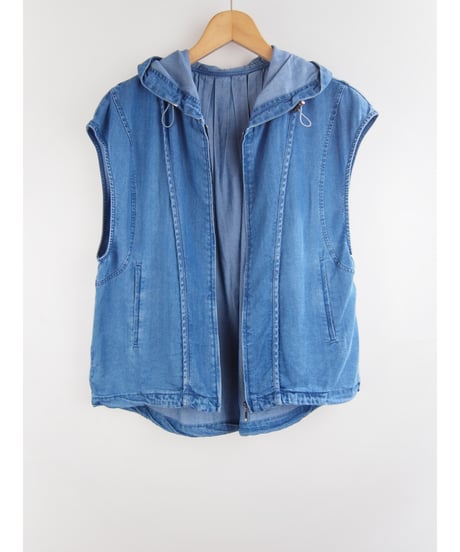 「接触冷感セルロース WASH DENIM」フレンチベストフーディ