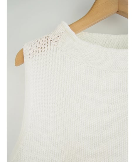 【日本製】「コットン100％鹿の子」モックネックベスト ( Whole Garment Knit )