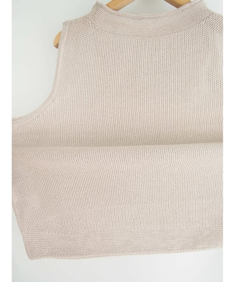 【日本製】「コットン100％鹿の子」モックネックベスト ( Whole Garment Knit )