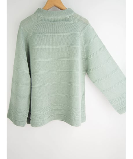 【日本製】「コットン100％天竺ガーター」ボーダープルオーバー ( Whole Garment Knit )