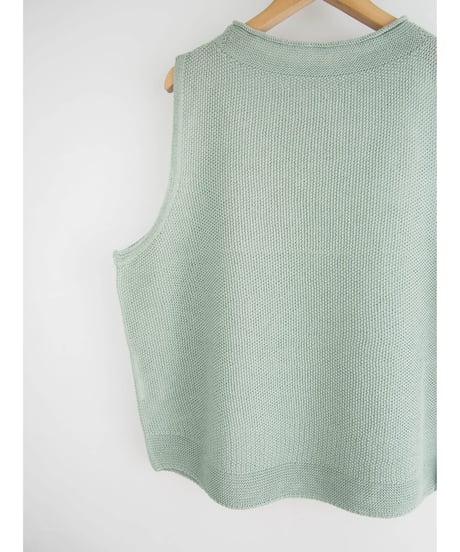 【日本製】「コットン100％鹿の子」モックネックベスト ( Whole Garment Knit )