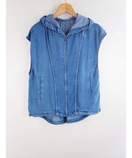 「接触冷感セルロース WASH DENIM」フレンチベストフーディ