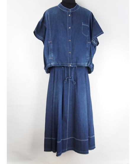 「接触冷感 WASH DENIM」バックデザインオーバーブラウス