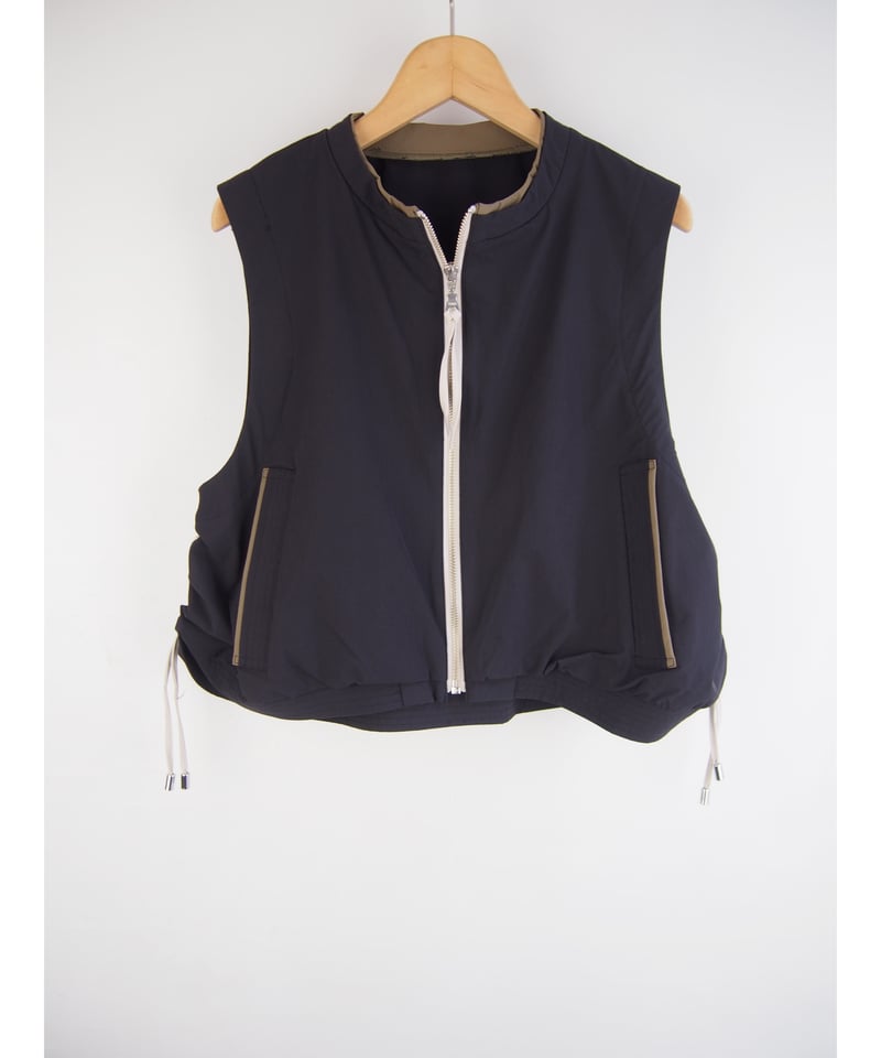 ノントーキョー】フリルベスト ドローコード ネイビー ギャザー 日本製