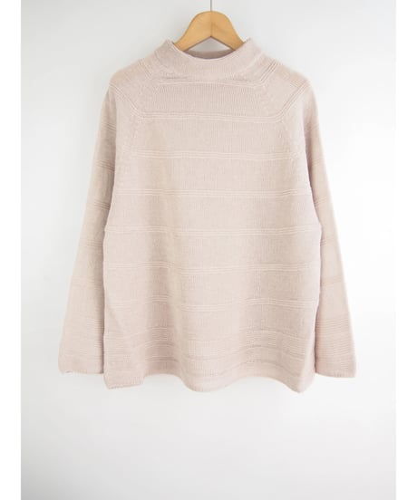 【日本製】「コットン100％天竺ガーター」ボーダープルオーバー ( Whole Garment Knit )