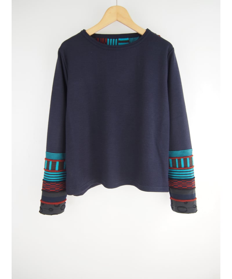 正規品♡トイプードルジャガード上下セット♡ボーダー 日本製】「無地＋ミックスジャガードボーダー」ドッキングプルオーバー